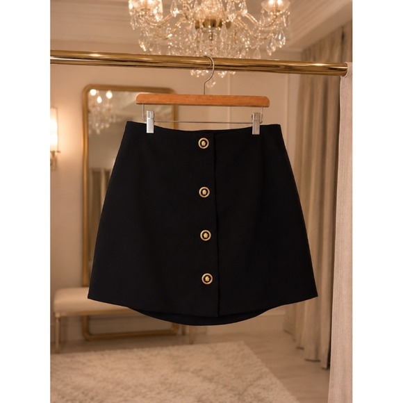 Zara Dresses & Skirts - Zara Black Mini Skirt Gold Button Detail Size Large Date Night Chic